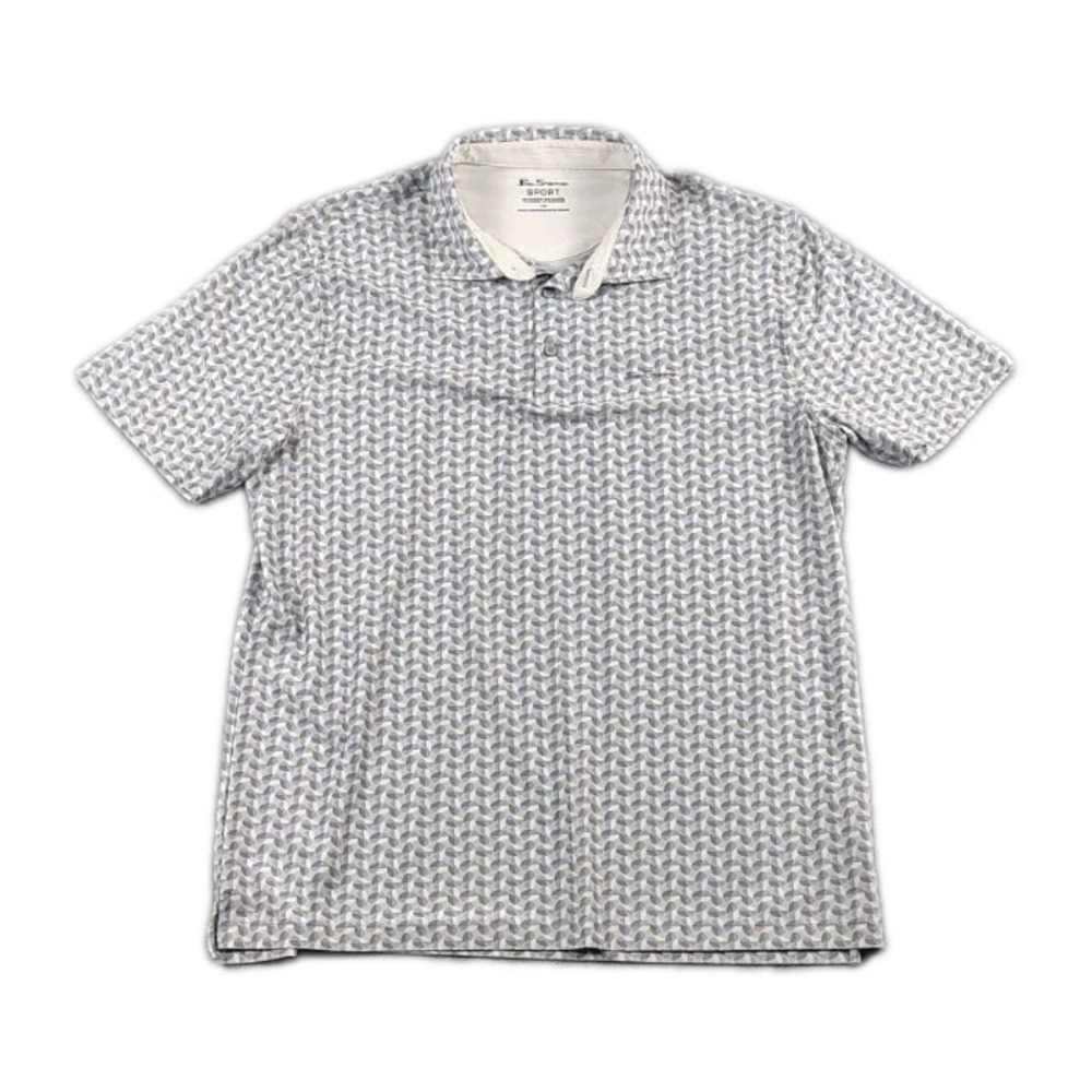 Ben Sherman Sport Performance Polo Shirt  Geometric  AOL Mens Sz Large